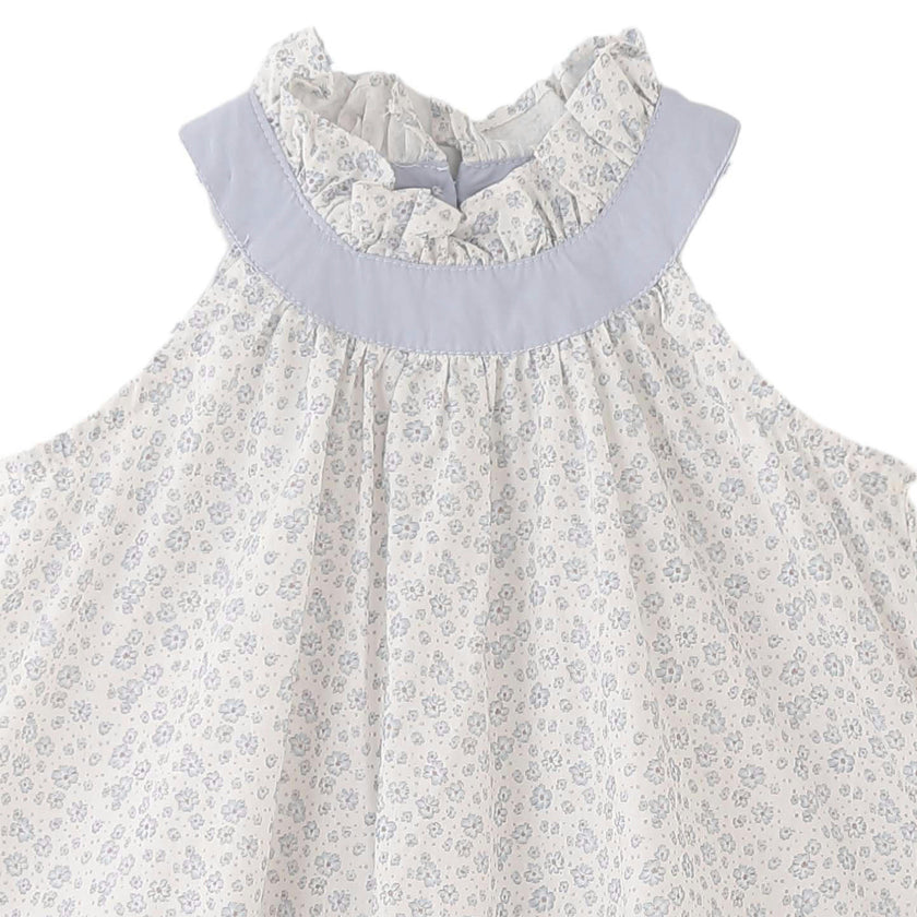 Blue Floral Ruffle Dress