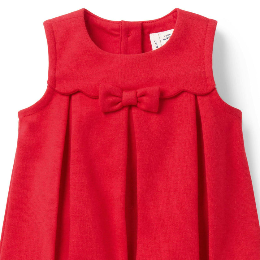 Baby Pleated Ponte Dress, red