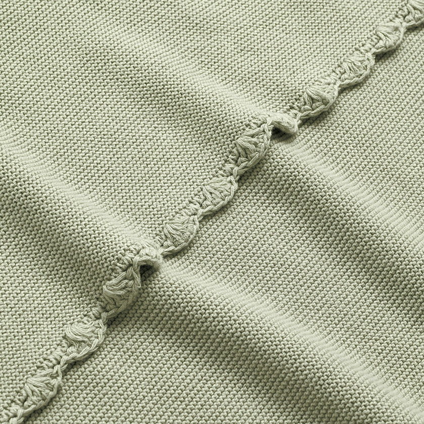 Cotton Knit Blanket, Green