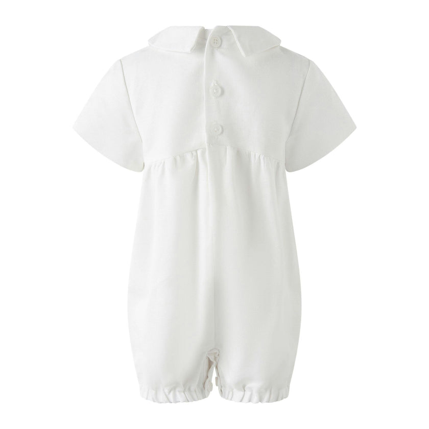 Linen Pleated Babysuit and Bonnet