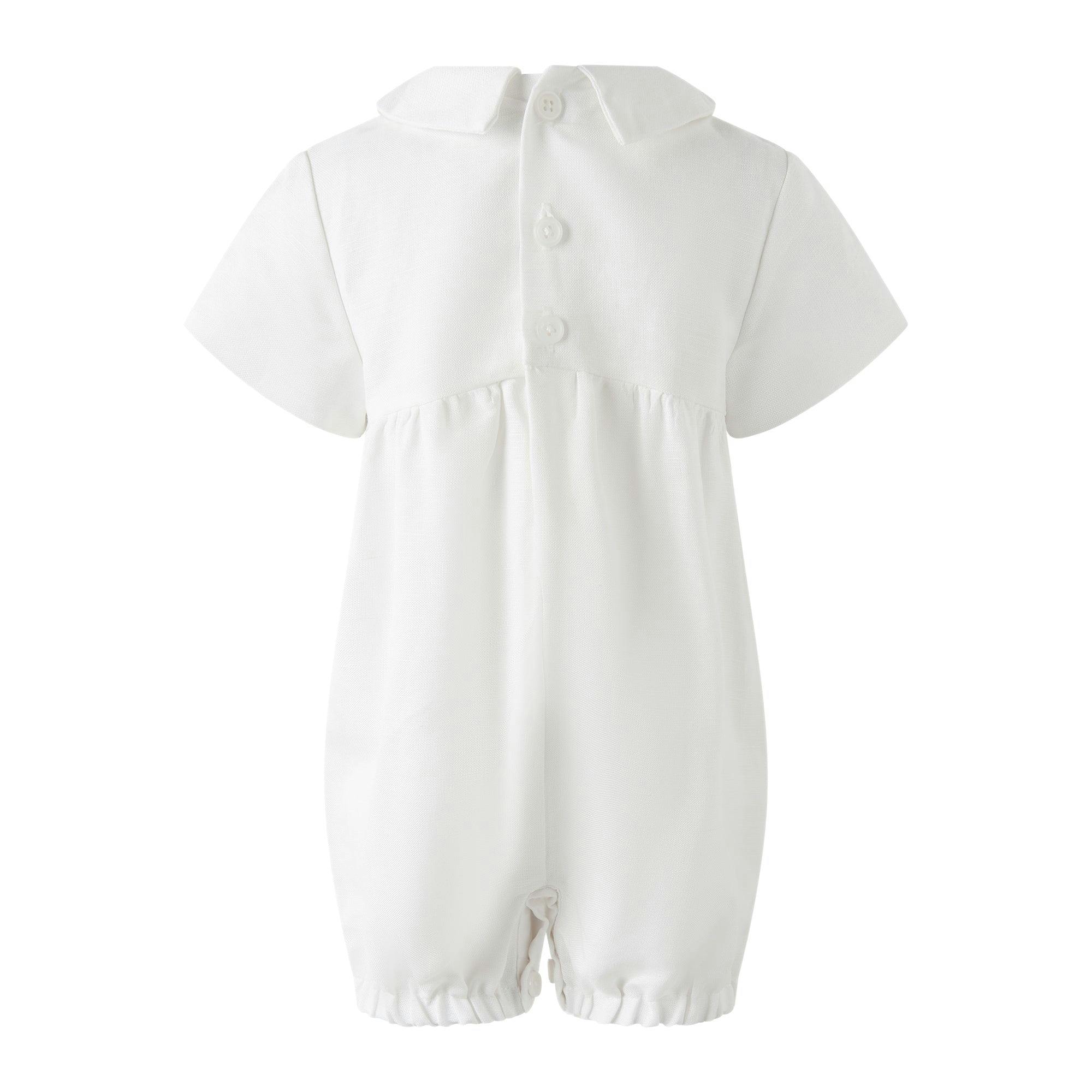 Linen Pleated Babysuit and Bonnet