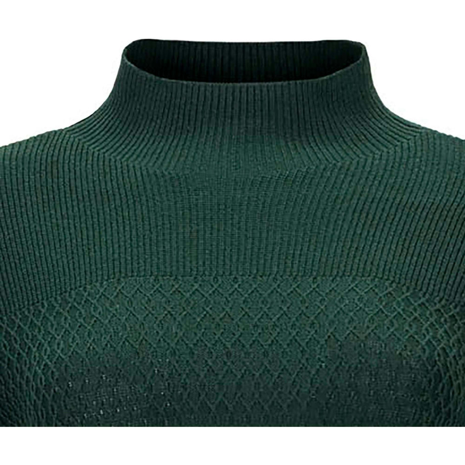 Organic Mock Neck Bodice Stitch Sweater Dress, Green