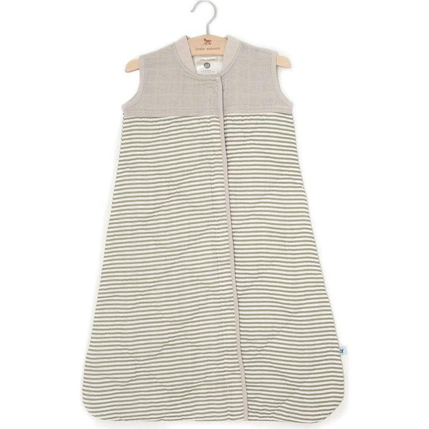 Cotton Muslin Quilted Sleep Bag - Grey Stripe