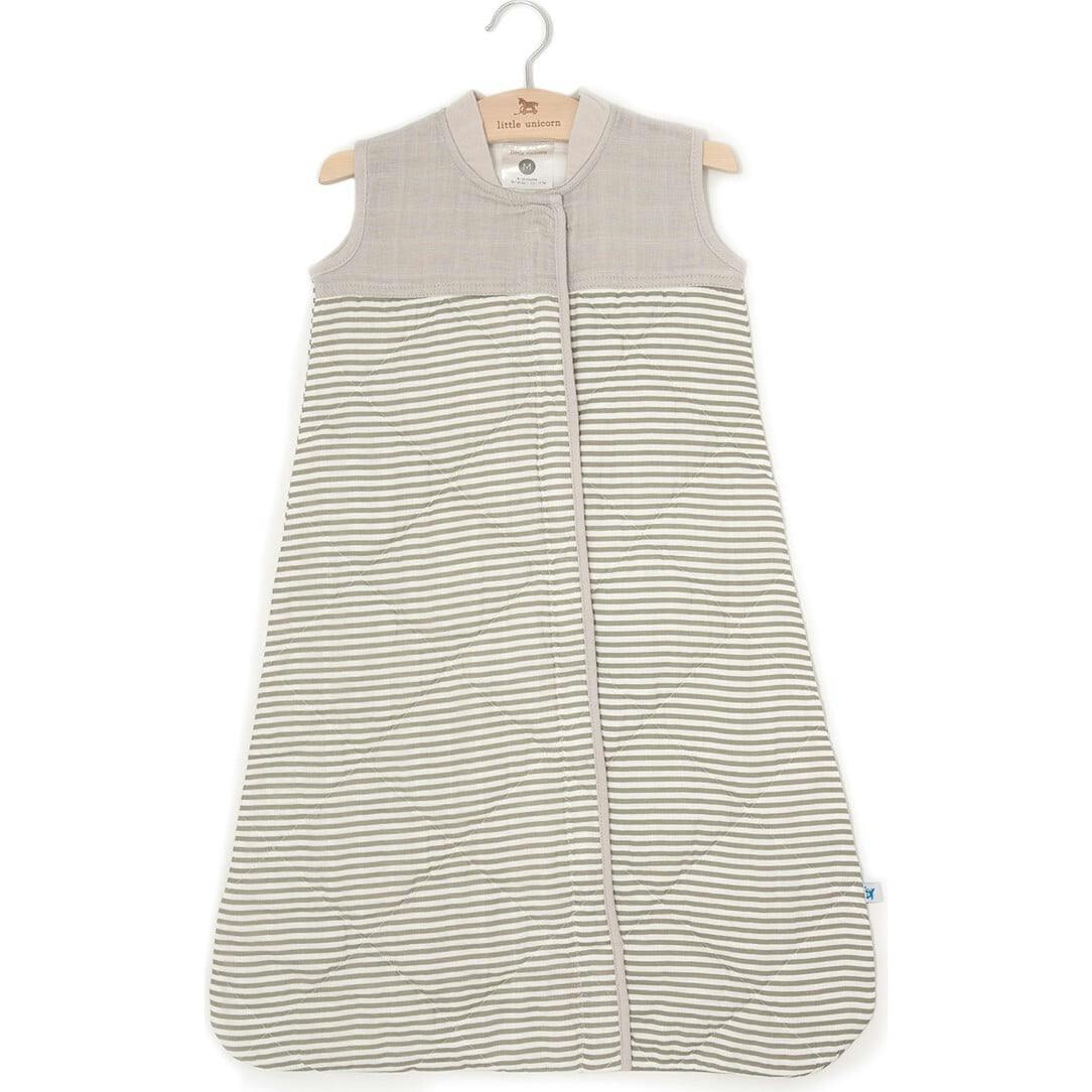 Cotton Muslin Quilted Sleep Bag - Grey Stripe