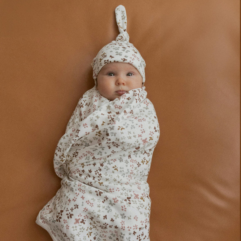 Organic Swaddle Blanket & Hat Set