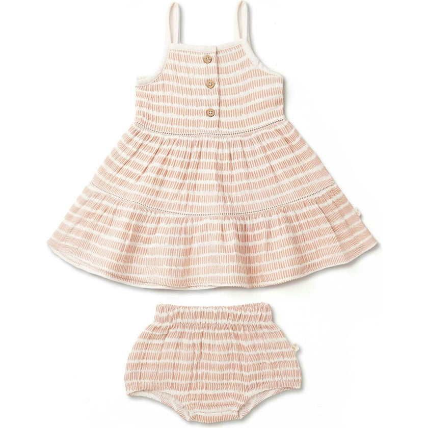 Organic Buttoned Tiered Dress