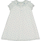 Myrtille Blue Floral Short Sleeve Bishop Dress