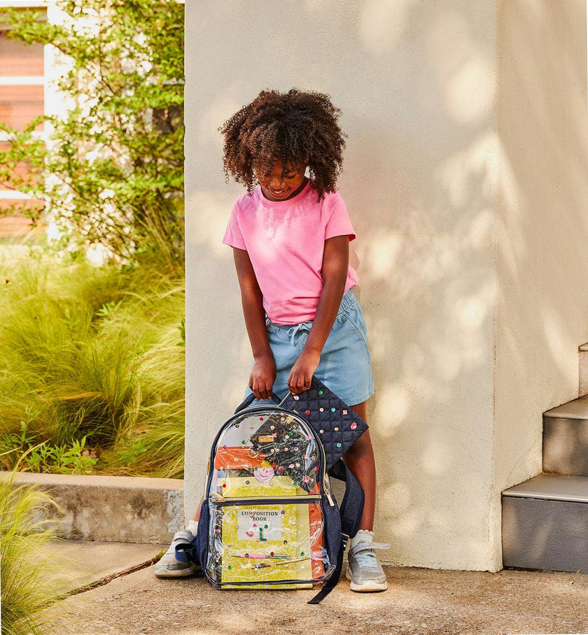 Denim and Gems Clear Backpack
