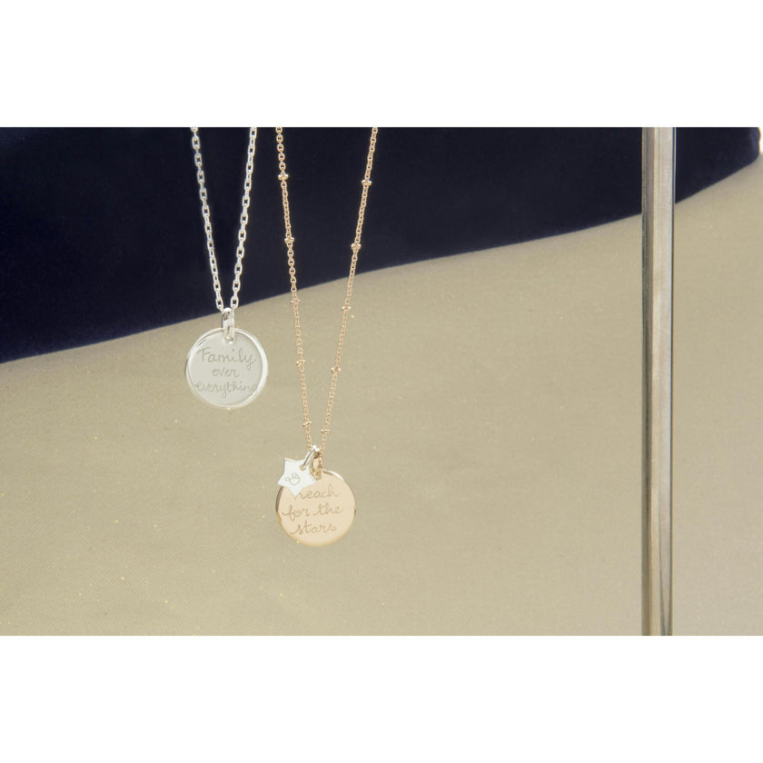 Personalized Signature Disc Necklace, 14k Gold Plated
