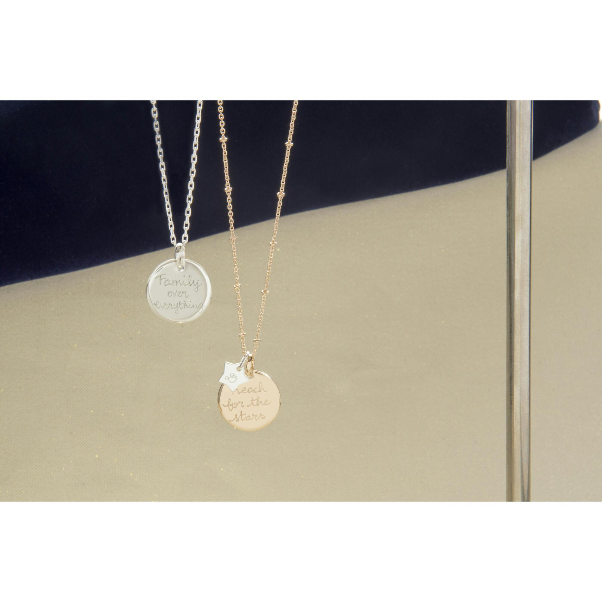 Personalized Signature Disc Necklace, 14k Gold Plated