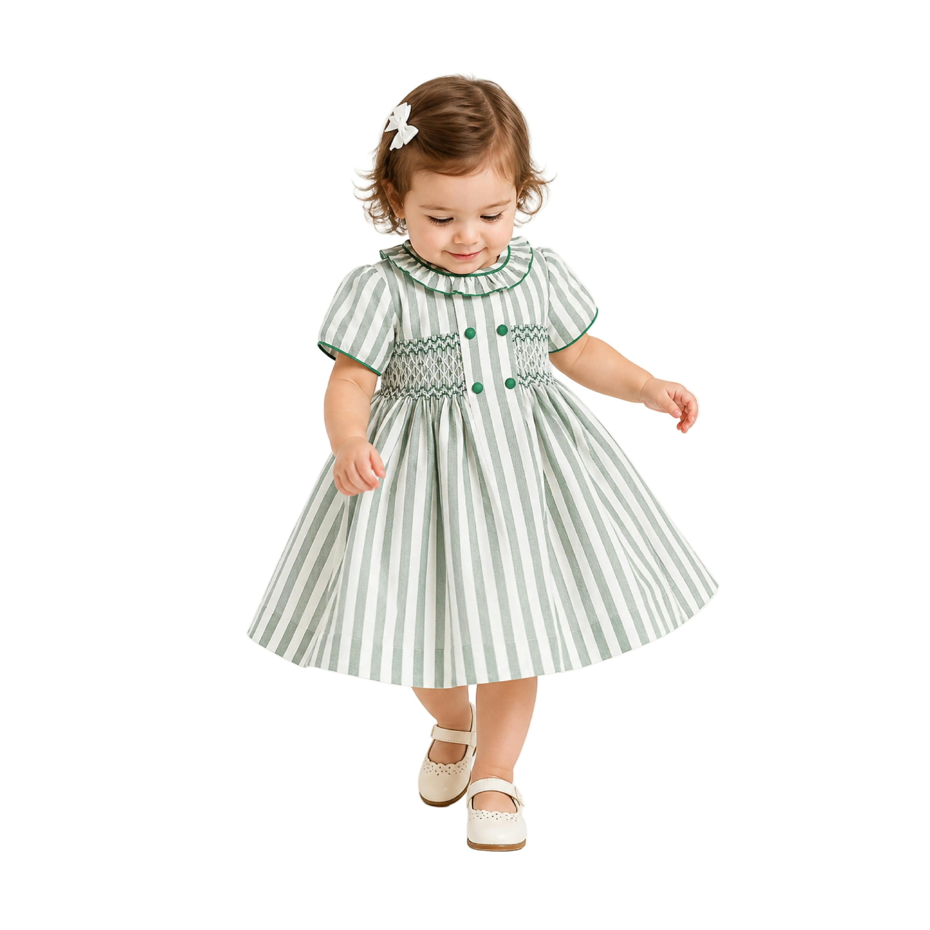 Green Button-Up Stripe Dress