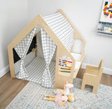 Flair | Indoor Wooden Playhouse with Desk, Chair & Chalkboard for Toddlers and Kids