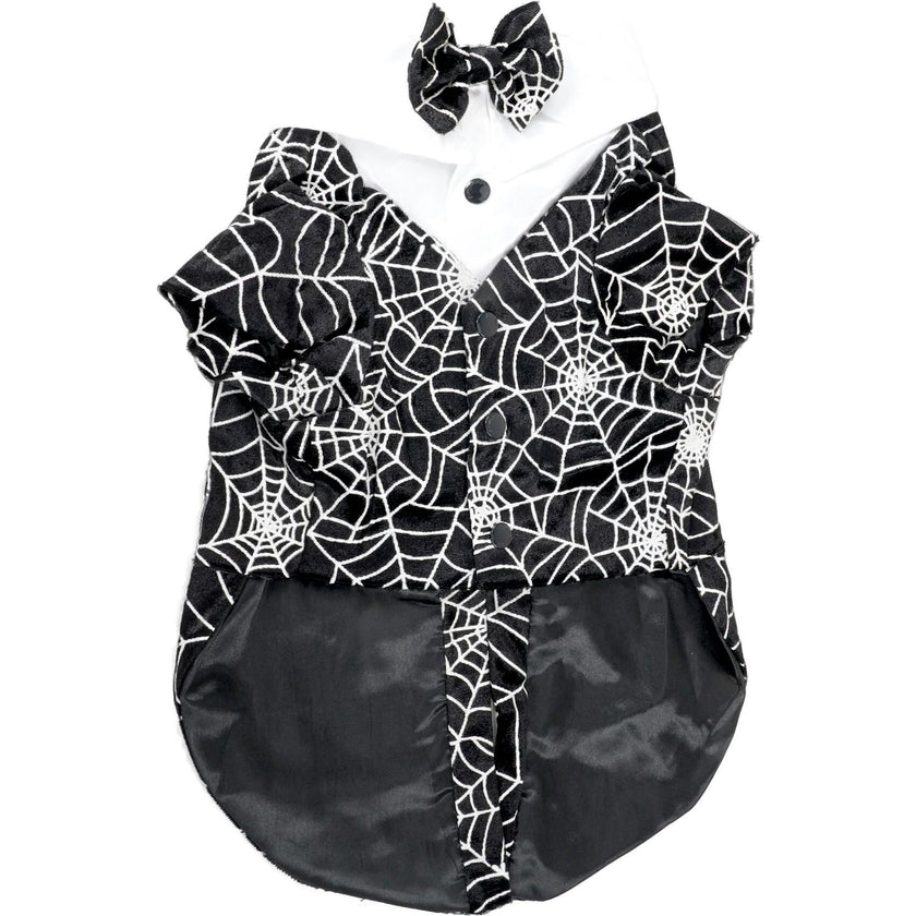 HALLOWEEN GLOWING SPIDER-WEB TAILCOAT, Black