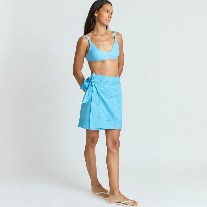 women's le marin blue short pareo