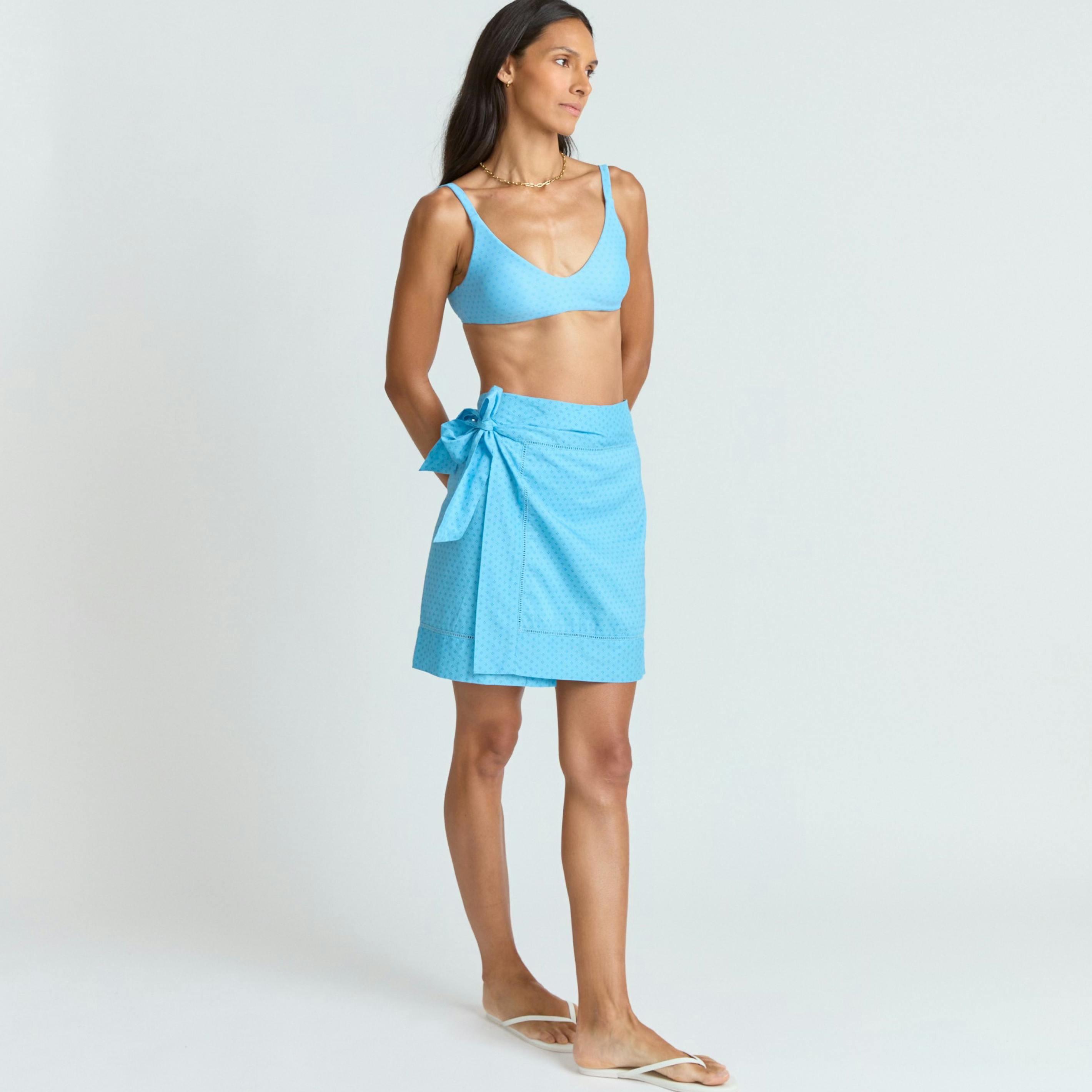 women's le marin blue short pareo