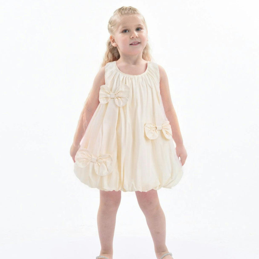 Ivory Sleeveless Bow Dress