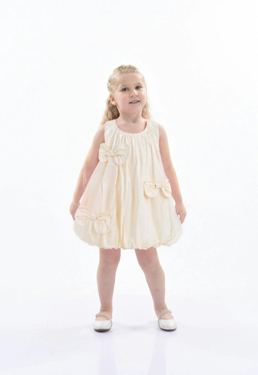 Ivory Sleeveless Bow Dress