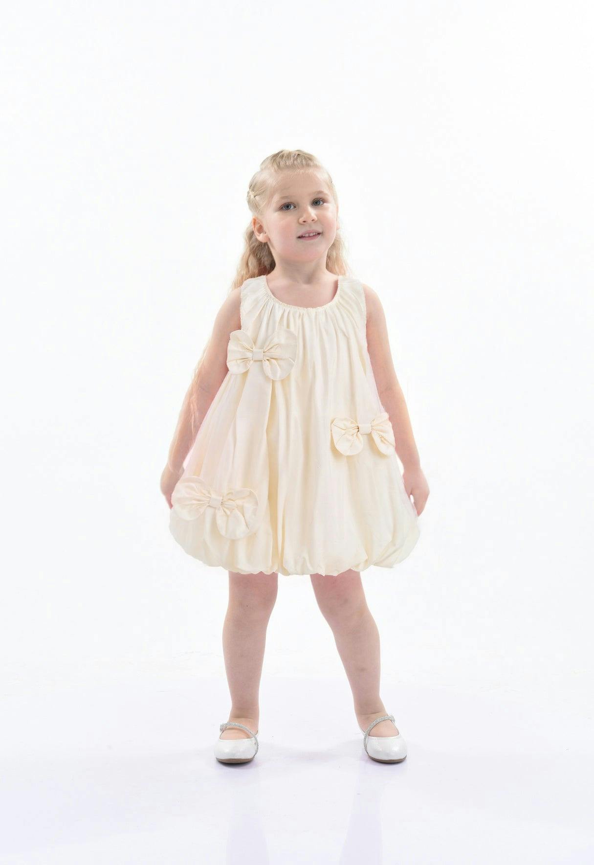 Ivory Sleeveless Bow Dress