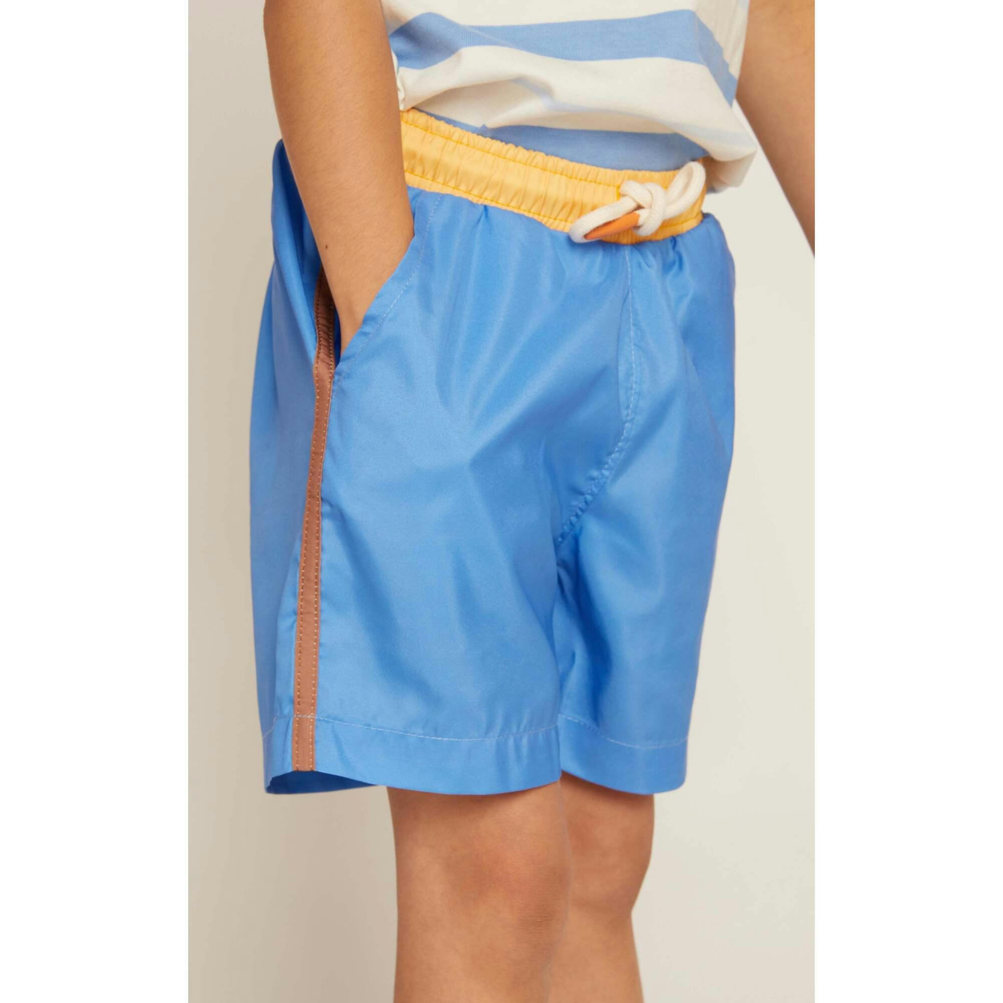 Recycled Blue Colorblock Swim Trunk