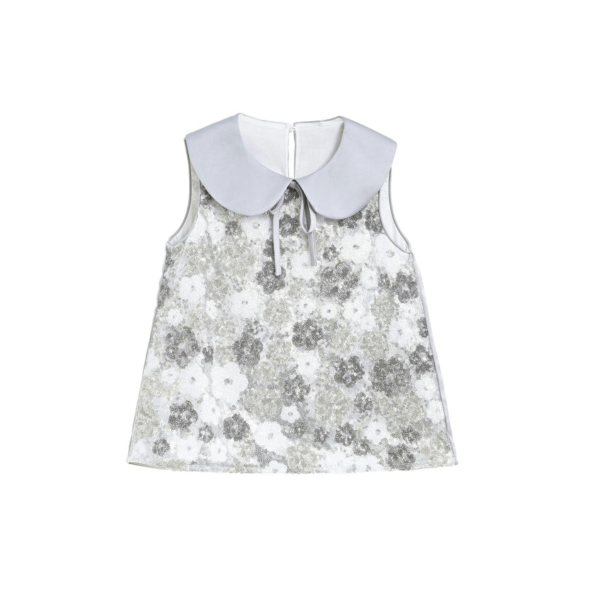 Grey Floral Sleeveless Set