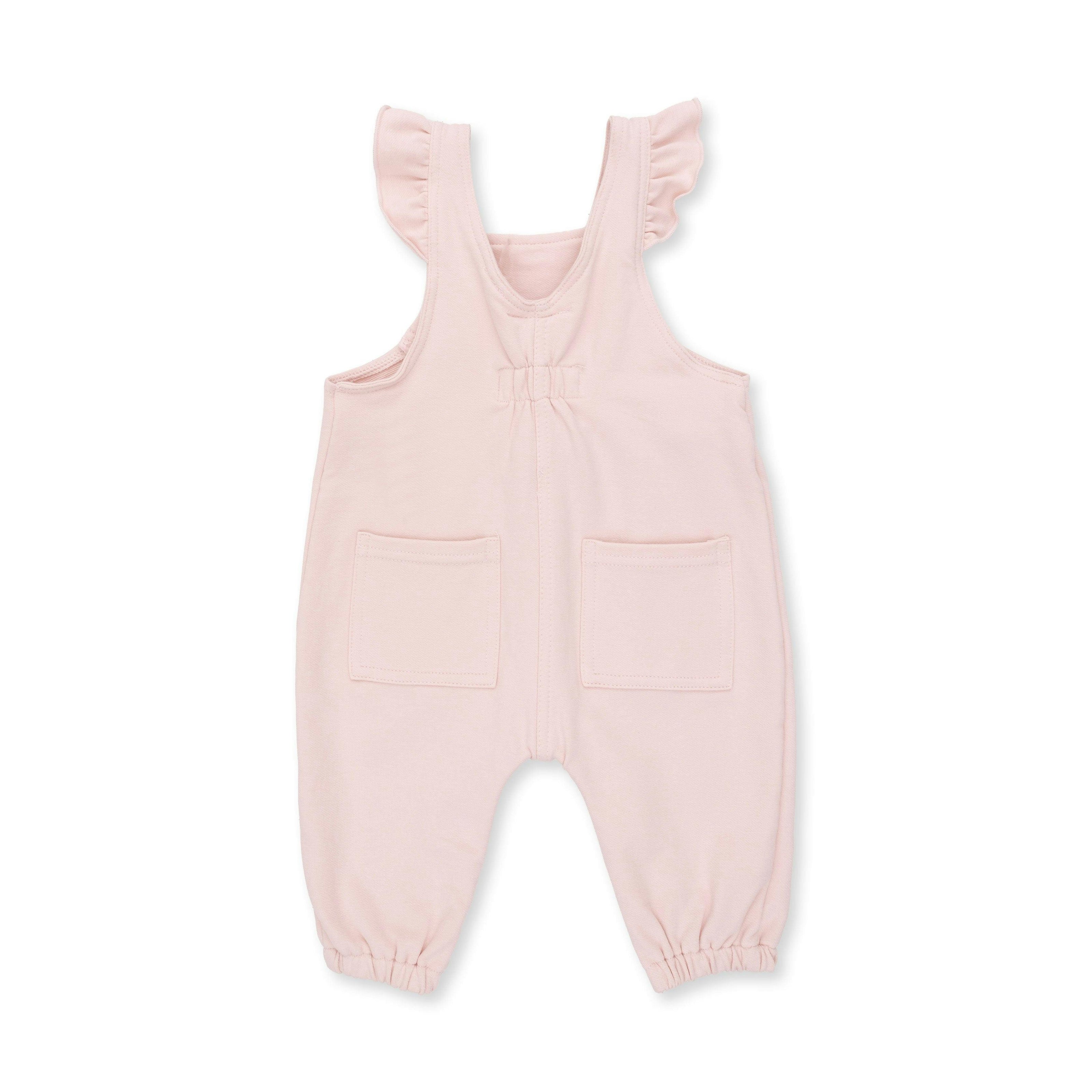 Solid Veiled Pink - Ruffle V-Overalls