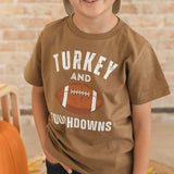 Turkey and Touchdowns Thanksgiving Short Sleeve T-Shirt