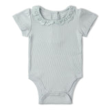 Organic Lace Collar Onesie & Tights Set - Fog