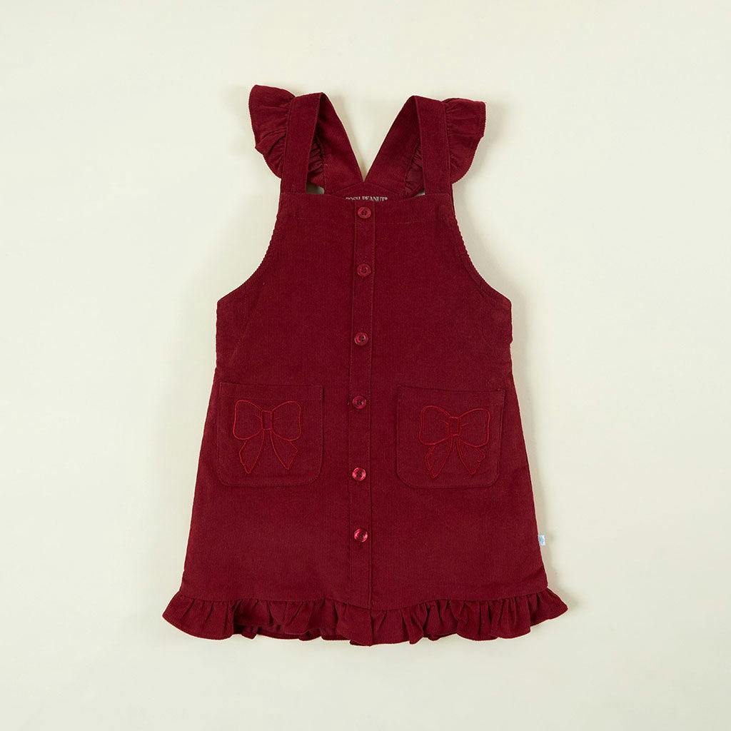 Burgundy Cotton Corduroy Overall Dress