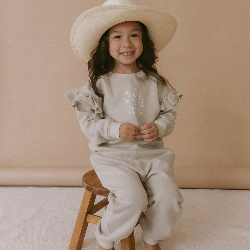 Organic Fleece Ruffle Sleeve Sweatshirt