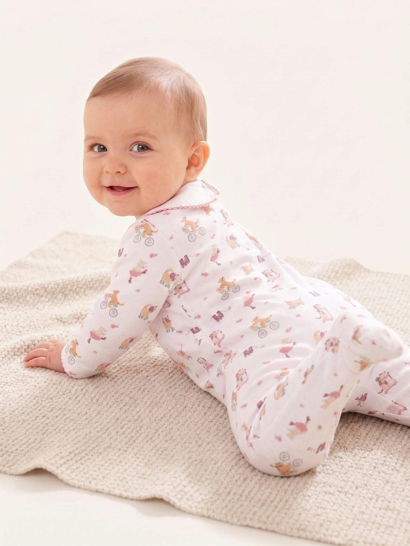 Roller Pups Girl Pima Cotton Baby One-Piece Pajamas