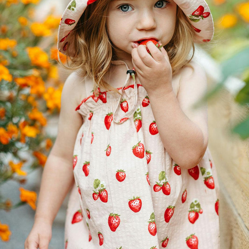 Strawberry Wide Brim Sun Bonnet