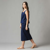 Linen Button Front Skirt