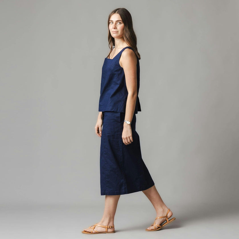 Linen Button Front Skirt
