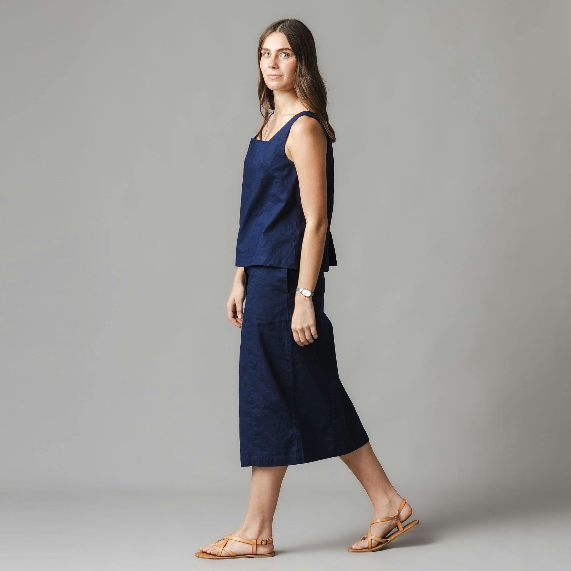 Linen Button Front Skirt