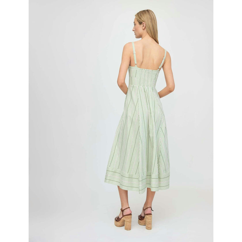 The Margot Dress - Green Jacquard Stripe
