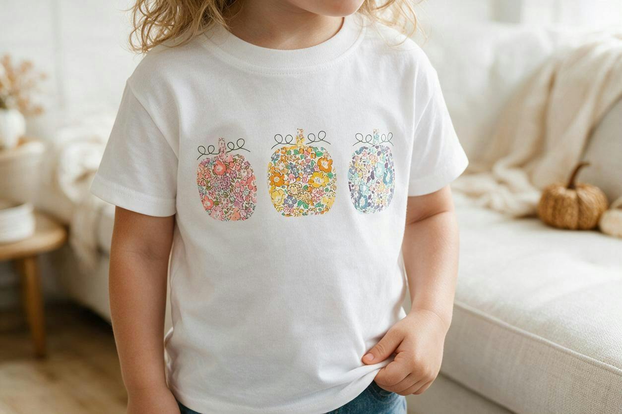 Liberty of London children's pumpkins design T-shirt short sleeve - white