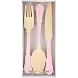 Elegant Pink Wooden Cutlery Set