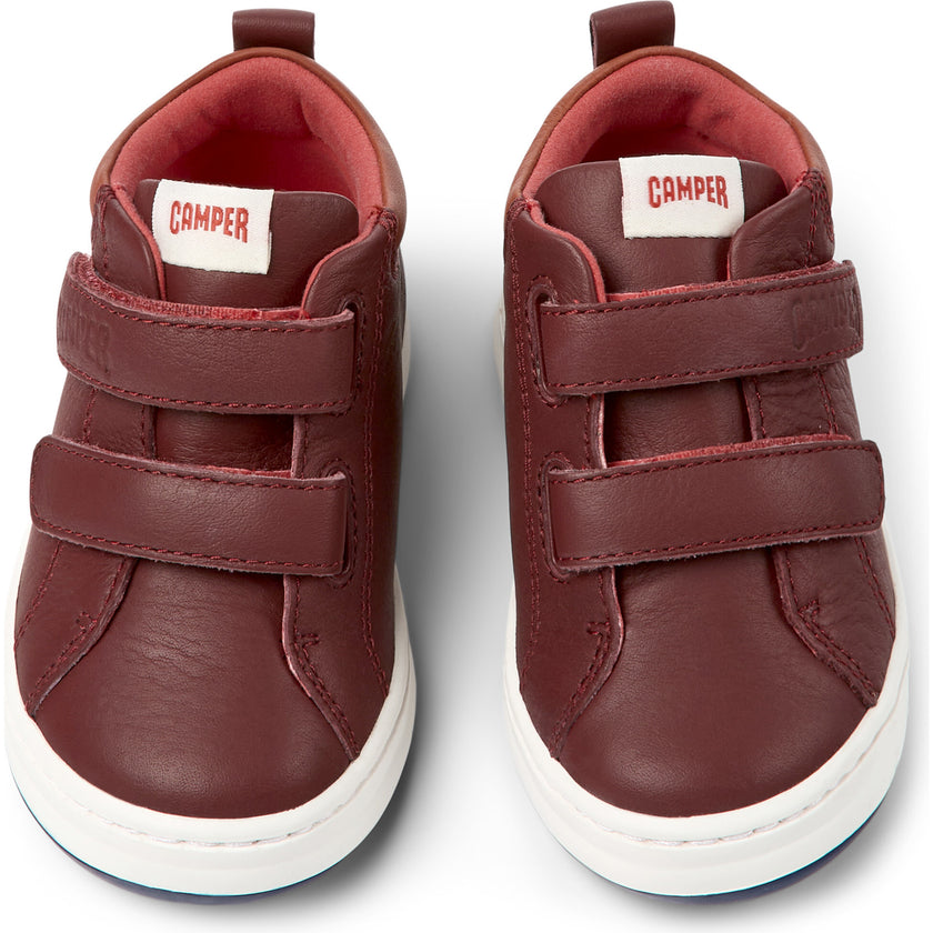 Runner Four 2-Velcro Strap Leather Sneakers, Burgundy
