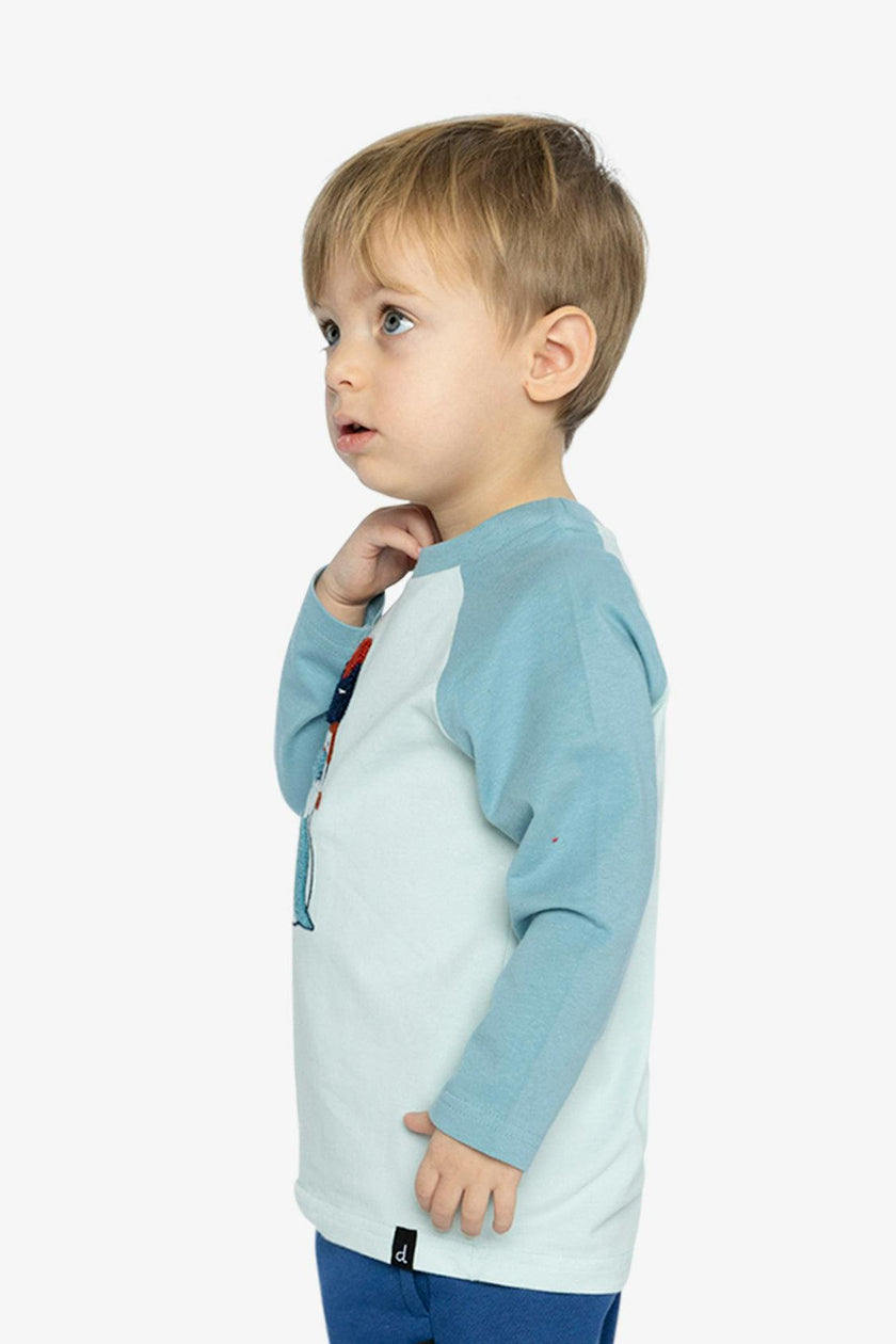 Long Sleeve Raglan Organic Cotton T-Shirt Very Pale Turquoise
