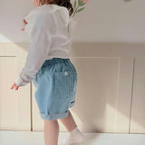 Striped Soft Denim Shorts