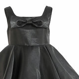 Black Lucienne Satin Bow Dress