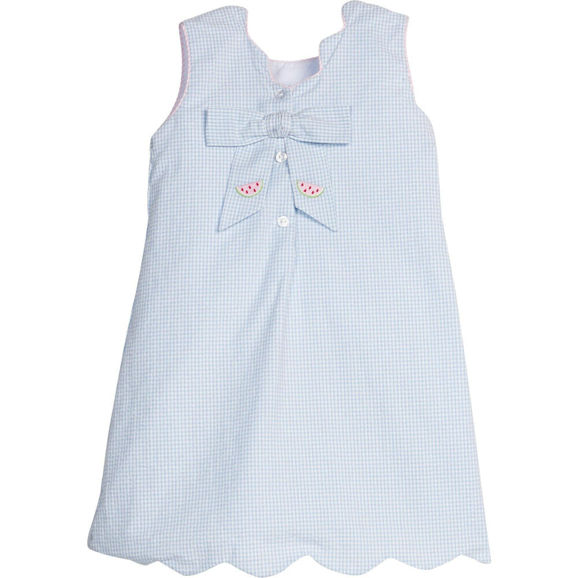 Embroidered Bow Back Dress - Watermelon