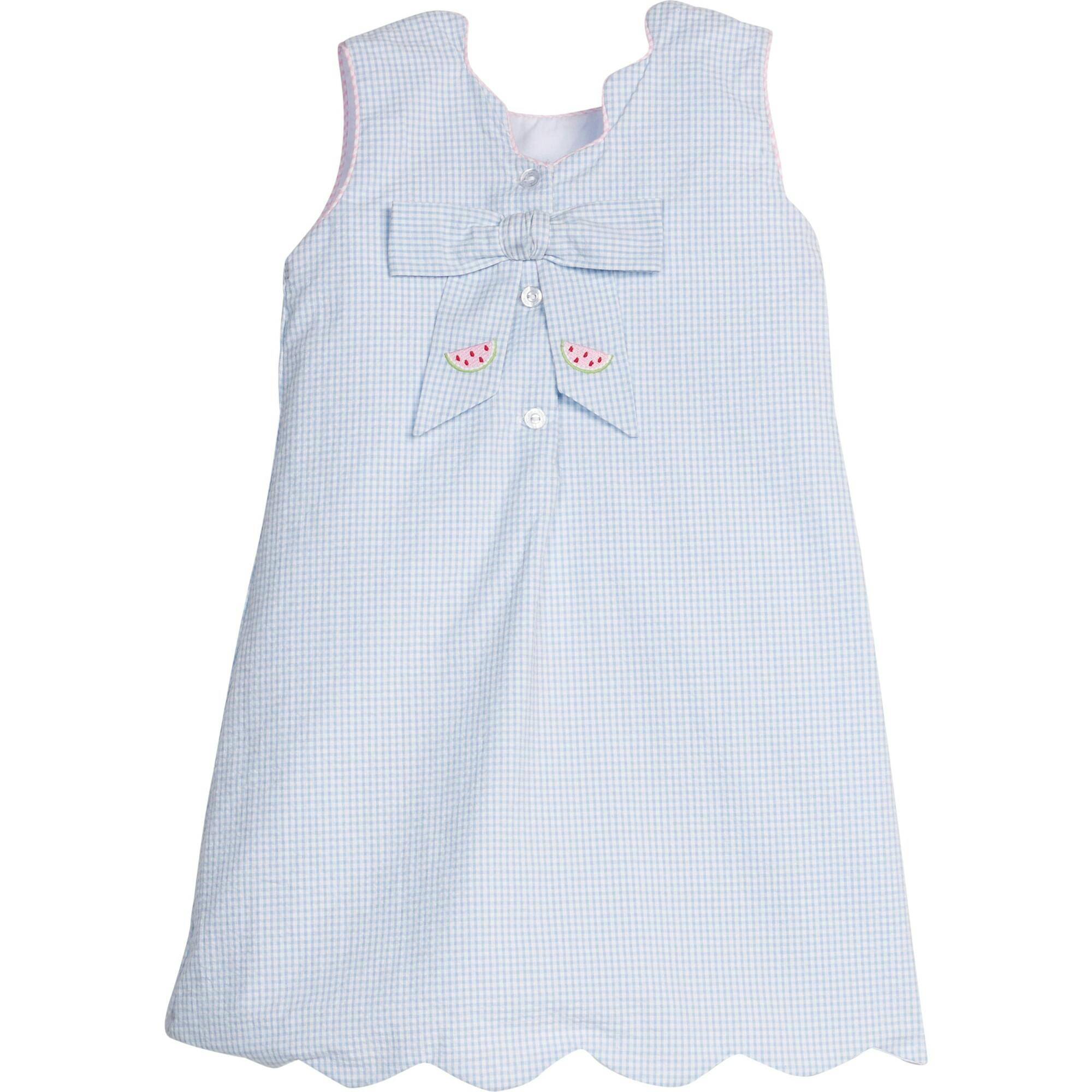 Embroidered Bow Back Dress - Watermelon