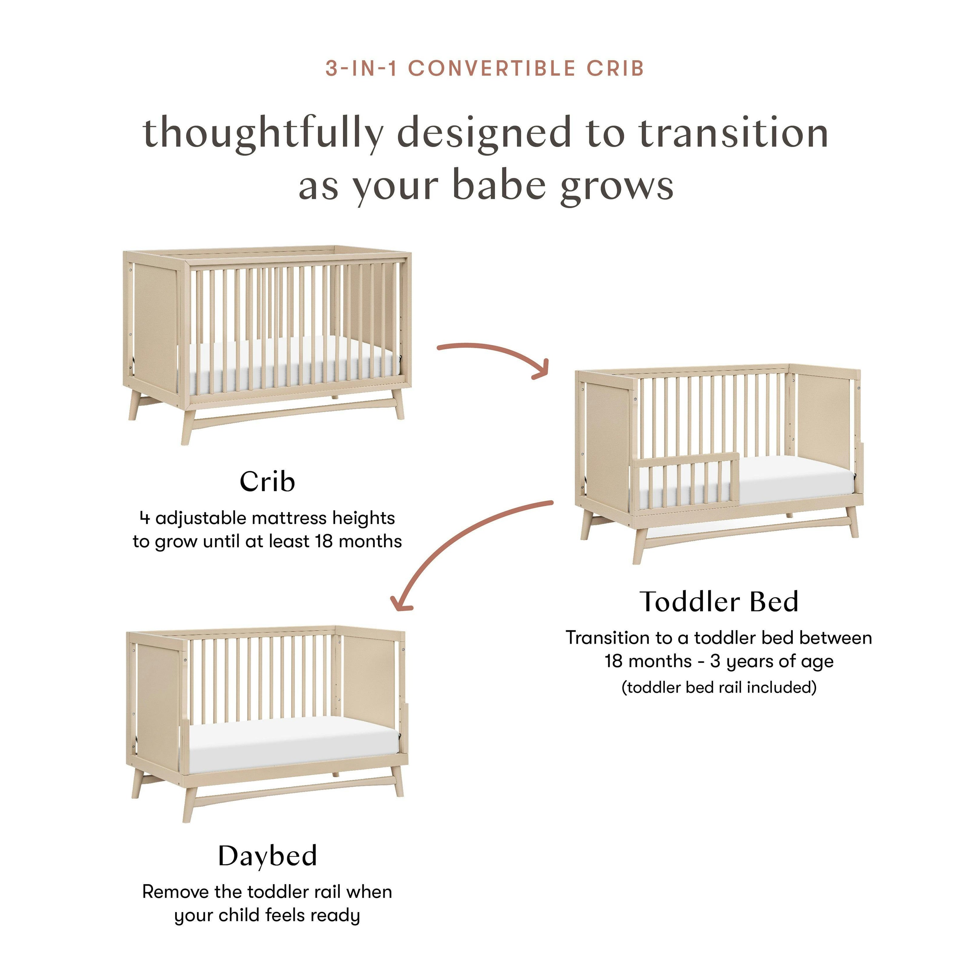 Babyletto Peggy 3-in-1 Convertible Crib with Toddler Bed Conversion Kit