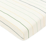 Mini Crib Sheet in GOTS Certified Organic Brushed Cotton in Ivory with Cool Multi-Color Stripes