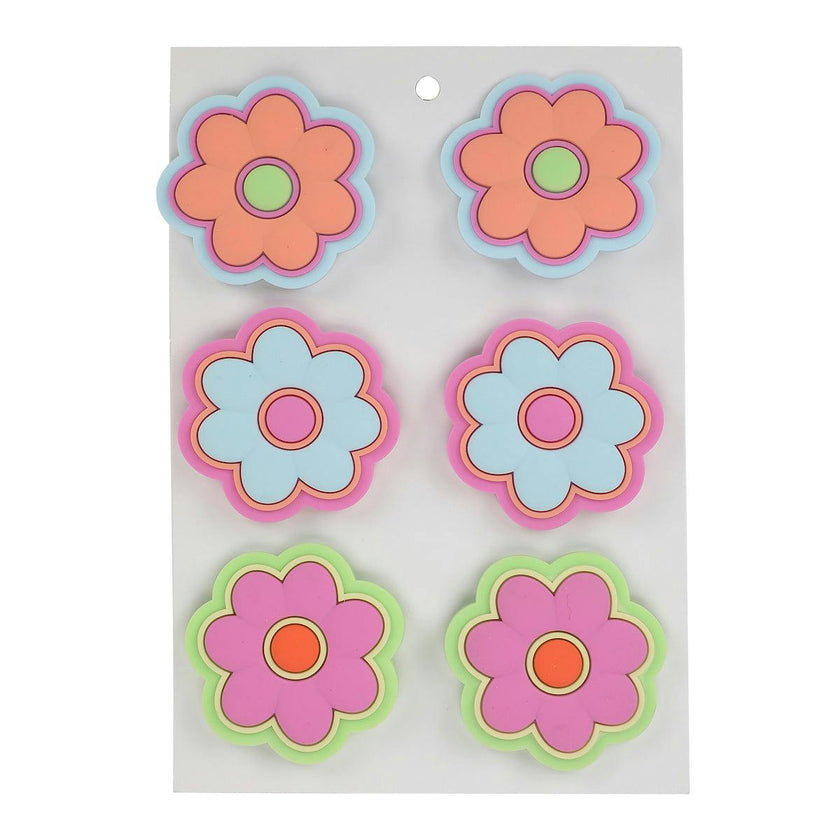 Packed Party Petal Party Pink Silicone Woven Basket with 6 Floral Twisty Charms - Lightweight Open Weave Carryall, 16x10.4 Inch with 15 Inch Handle
