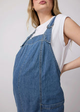 Ankle Tapered Leg Denim Maternity Overall