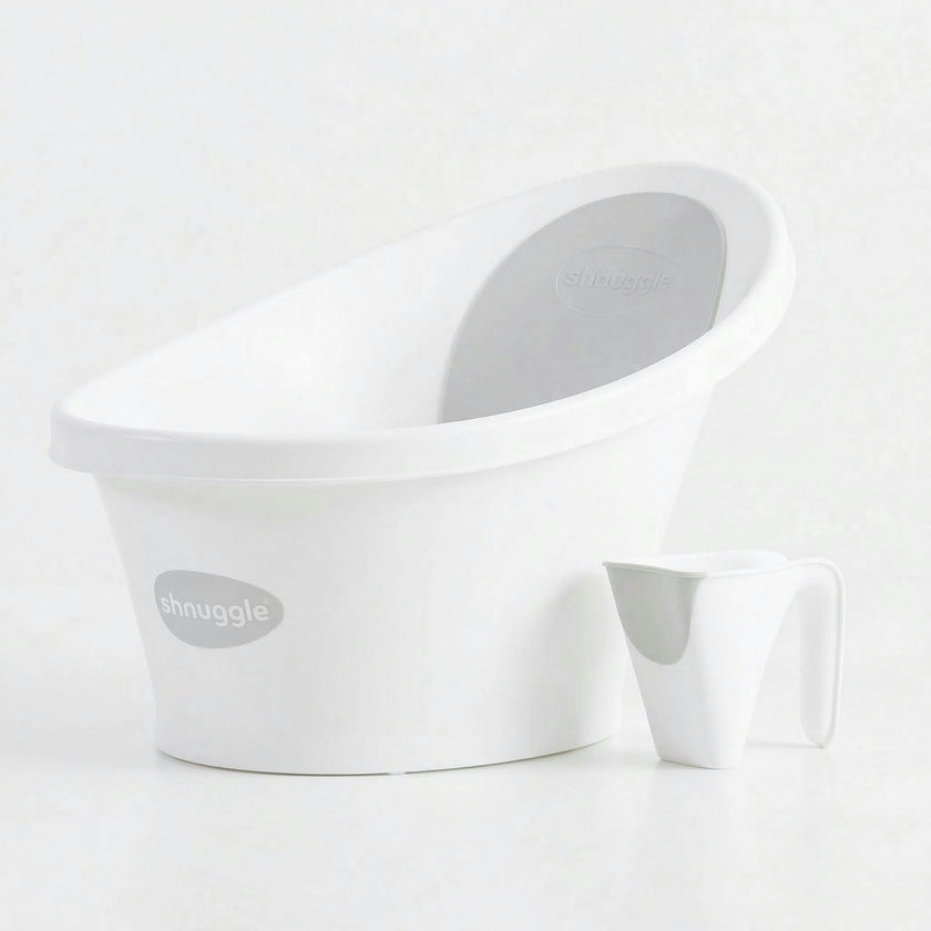 Newborn Bath Essentials Bundle | Baby Bath with Support Bump, Soft Backrest & Rinse Jug | Safe & Stylish Bathtime Set