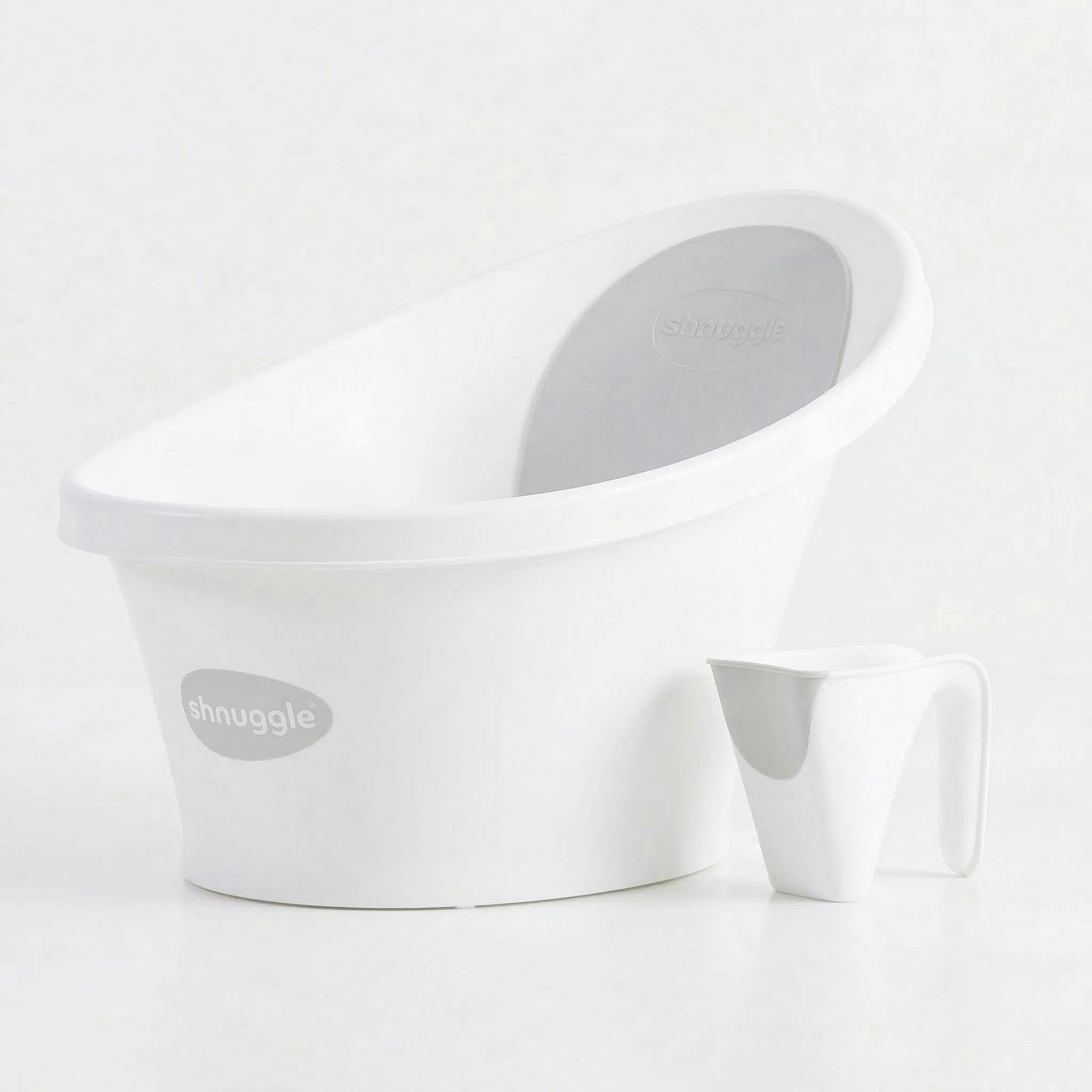 Newborn Bath Essentials Bundle | Baby Bath with Support Bump, Soft Backrest & Rinse Jug | Safe & Stylish Bathtime Set