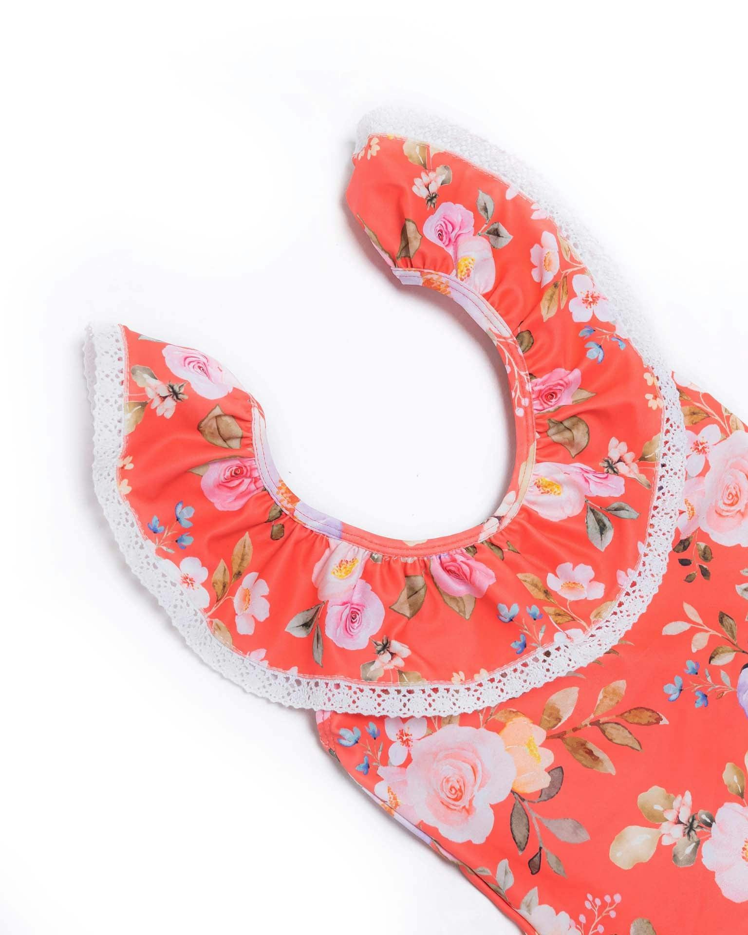Ruffle Neck One Piece Swimsuit